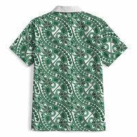 Hibiscus Bloom Island Tribal Waves Hawaiian Shirt Green Polynesian Pattern