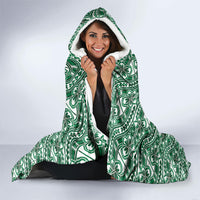 Hibiscus Bloom Island Tribal Waves Hooded Blanket Green Polynesian Pattern LT01 - Polynesian Pride
