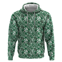 Hibiscus Bloom Island Tribal Waves Hoodie Green Polynesian Pattern LT01 Pullover Hoodie Green - Polynesian Pride