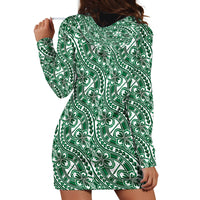 Hibiscus Bloom Island Tribal Waves Hoodie Dress Green Polynesian Pattern LT01 - Polynesian Pride