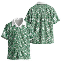 Hibiscus Bloom Island Tribal Waves Kid Hawaiian Shirt Green Polynesian Pattern