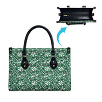 Hibiscus Bloom Island Tribal Waves Leather Bag Green Polynesian Pattern LT01 - Polynesian Pride