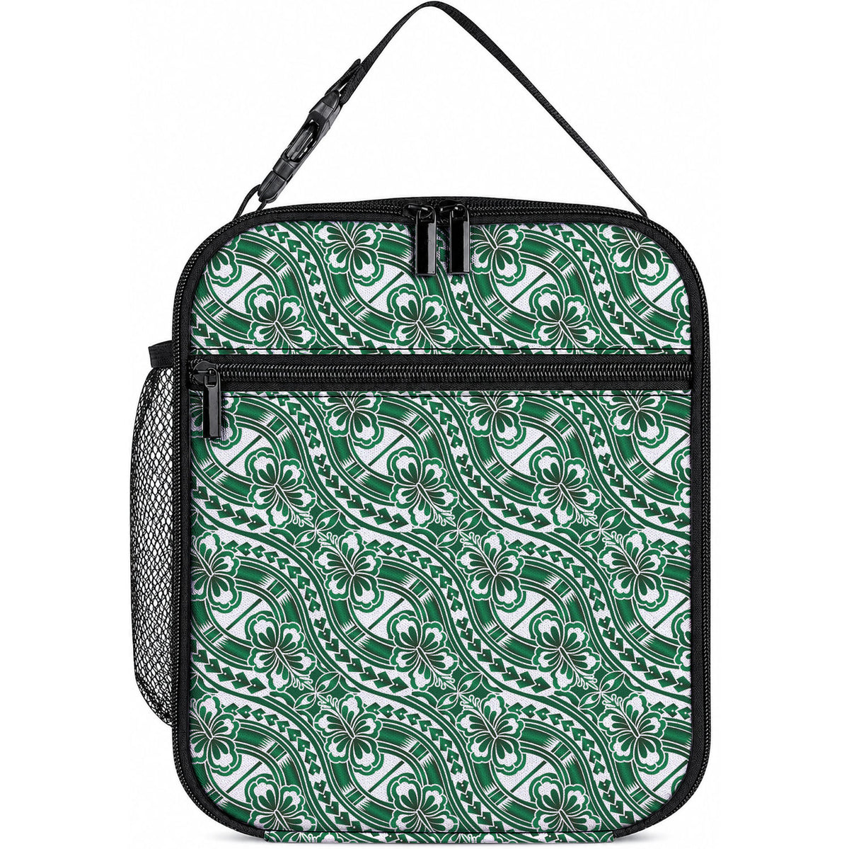Hibiscus Bloom Island Tribal Waves Lunch Bag Green Polynesian Pattern LT01 10.2 × 8.3 × 4.3 inch Green - Polynesian Pride