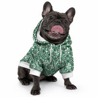 Hibiscus Bloom Island Tribal Waves Pet Hoodie Green Polynesian Pattern