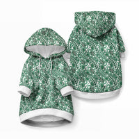 Hibiscus Bloom Island Tribal Waves Pet Hoodie Green Polynesian Pattern