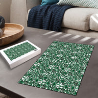 Hibiscus Bloom Island Tribal Waves Puzzle Green Polynesian Pattern
