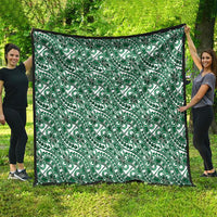 Hibiscus Bloom Island Tribal Waves Quilt Green Polynesian Pattern