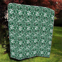 Hibiscus Bloom Island Tribal Waves Quilt Green Polynesian Pattern