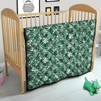 Hibiscus Bloom Island Tribal Waves Quilt Green Polynesian Pattern