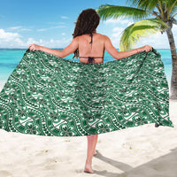 Hibiscus Bloom Island Tribal Waves Sarong Green Polynesian Pattern