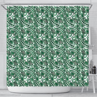 Hibiscus Bloom Island Tribal Waves Shower Curtain Green Polynesian Pattern LT01 - Polynesian Pride