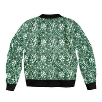 Hibiscus Bloom Island Tribal Waves Sleeve Zip Bomber Jacket Green Polynesian Pattern LT01 - Polynesian Pride