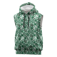 Hibiscus Bloom Island Tribal Waves Sleeveless Hoodie Green Polynesian Pattern LT01 Green - Polynesian Pride