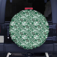 Hibiscus Bloom Island Tribal Waves Spare Tire Cover Green Polynesian Pattern LT01 No hole Green - Polynesian Pride