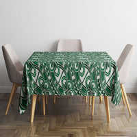 Hibiscus Bloom Island Tribal Waves Tablecloth Green Polynesian Pattern