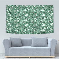Hibiscus Bloom Island Tribal Waves Tapestry Green Polynesian Pattern LT01 - Polynesian Pride