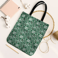 Hibiscus Bloom Island Tribal Waves Tote Bag Green Polynesian Pattern LT01 Black Strap One Size Green - Polynesian Pride