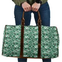 Hibiscus Bloom Island Tribal Waves Travel Bag Green Polynesian Pattern