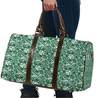 Hibiscus Bloom Island Tribal Waves Travel Bag Green Polynesian Pattern