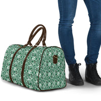 Hibiscus Bloom Island Tribal Waves Travel Bag Green Polynesian Pattern