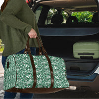 Hibiscus Bloom Island Tribal Waves Travel Bag Green Polynesian Pattern