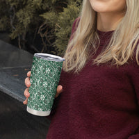 Hibiscus Bloom Island Tribal Waves Tumbler Cup Green Polynesian Pattern