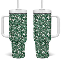 Hibiscus Bloom Island Tribal Waves Tumbler With Handle Green Polynesian Pattern LT01 One Size: 40 oz Green - Polynesian Pride
