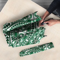 Hibiscus Bloom Island Tribal Waves Umbrella Green Polynesian Pattern