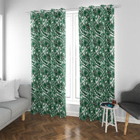 Hibiscus Bloom Island Tribal Waves Window Curtain Green Polynesian Pattern
