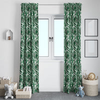 Hibiscus Bloom Island Tribal Waves Window Curtain Green Polynesian Pattern