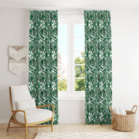 Hibiscus Bloom Island Tribal Waves Window Curtain Green Polynesian Pattern