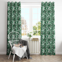 Hibiscus Bloom Island Tribal Waves Window Curtain Green Polynesian Pattern