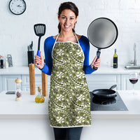 Hibiscus Bloom Island Tribal Waves Apron Olive Green Polynesian Pattern