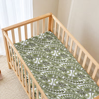 Hibiscus Bloom Island Tribal Waves Baby Bed Cover Olive Green Polynesian Pattern LT01 - Polynesian Pride