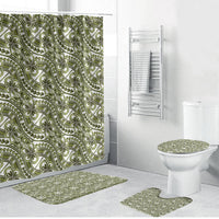 Hibiscus Bloom Island Tribal Waves Bathroom Set Olive Green Polynesian Pattern LT01 Bathroom Set (4 pcs) Olive Green - Polynesian Pride