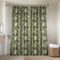 Hibiscus Bloom Island Tribal Waves Bathroom Set Olive Green Polynesian Pattern LT01 Shower Curtain Only Olive Green - Polynesian Pride
