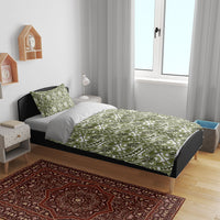 Hibiscus Bloom Island Tribal Waves Bedding Set Olive Green Polynesian Pattern