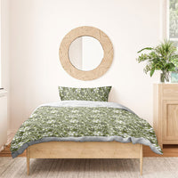Hibiscus Bloom Island Tribal Waves Bedding Set Olive Green Polynesian Pattern
