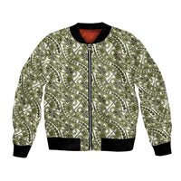 Hibiscus Bloom Island Tribal Waves Bomber Jacket Olive Green Polynesian Pattern LT01 Unisex Olive Green - Polynesian Pride