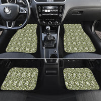 Hibiscus Bloom Island Tribal Waves Car Mats Olive Green Polynesian Pattern