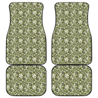 Hibiscus Bloom Island Tribal Waves Car Mats Olive Green Polynesian Pattern