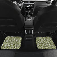 Hibiscus Bloom Island Tribal Waves Car Mats Olive Green Polynesian Pattern