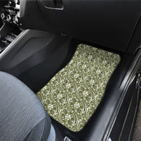 Hibiscus Bloom Island Tribal Waves Car Mats Olive Green Polynesian Pattern