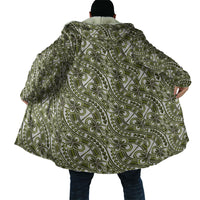 Hibiscus Bloom Island Tribal Waves Cloak Olive Green Polynesian Pattern LT01 - Polynesian Pride