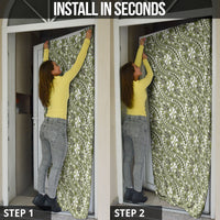 Hibiscus Bloom Island Tribal Waves Door Cover Olive Green Polynesian Pattern