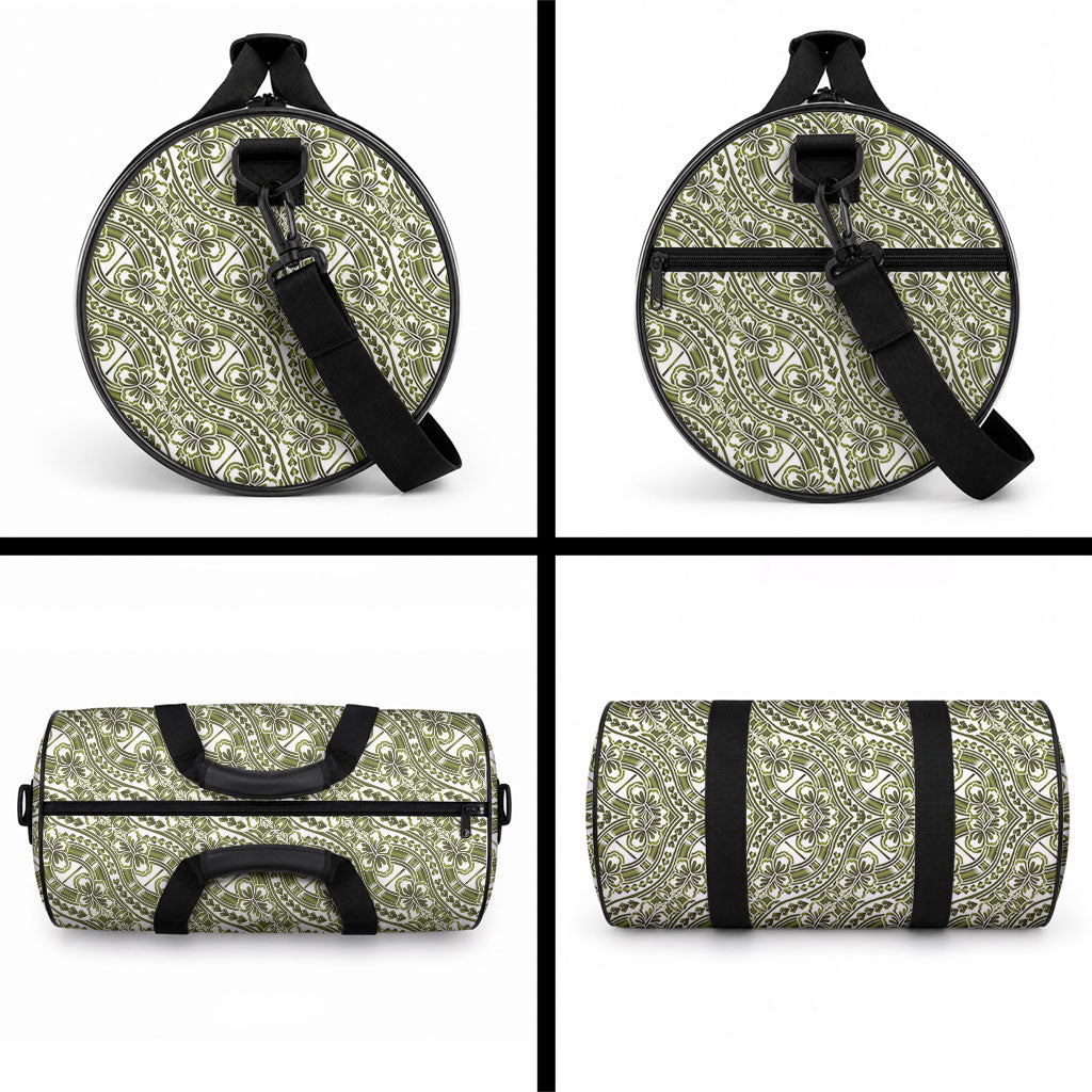 Hibiscus Bloom Island Tribal Waves Duffle Bag Olive Green Polynesian Pattern LT01 - Polynesian Pride