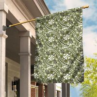 Hibiscus Bloom Island Tribal Waves Garden Flag Olive Green Polynesian Pattern LT01 House Flag Olive Green - Polynesian Pride