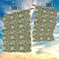 Hibiscus Bloom Island Tribal Waves Garden Flag Olive Green Polynesian Pattern LT01 - Polynesian Pride