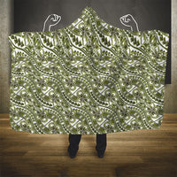 Hibiscus Bloom Island Tribal Waves Hooded Blanket Olive Green Polynesian Pattern LT01 - Polynesian Pride