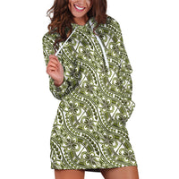 Hibiscus Bloom Island Tribal Waves Hoodie Dress Olive Green Polynesian Pattern LT01 Olive Green - Polynesian Pride